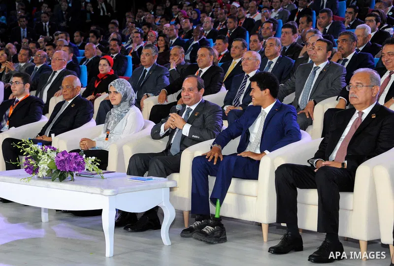 Egyptian President Abdel Fattah al-Sisi attends the opening of the fourth national youth conference, in Cairo, Egypt, on July 24, 2017. Photo by Egyptian President Office