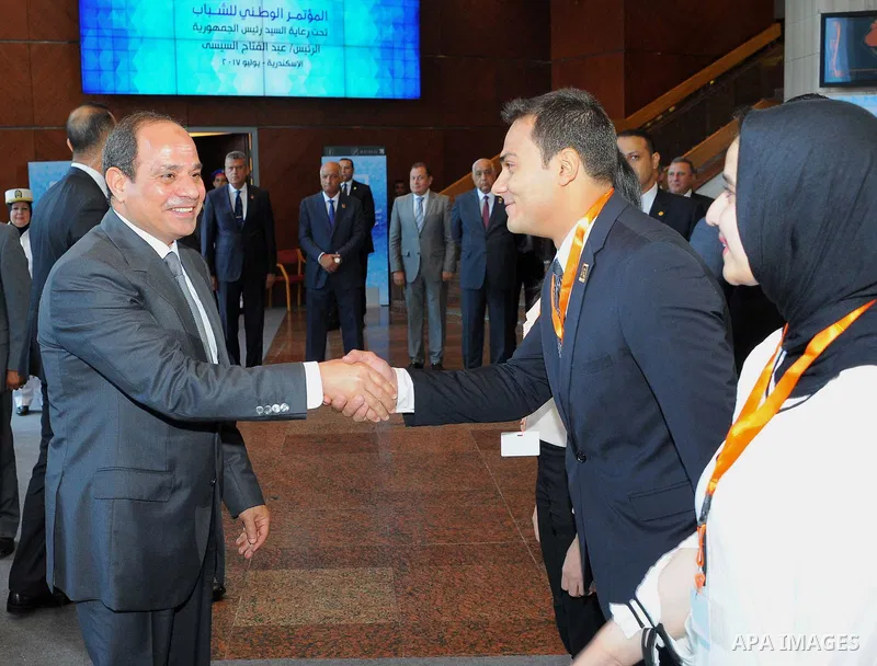 Egyptian President Abdel Fattah al-Sisi attends the opening of the fourth national youth conference, in Cairo, Egypt, on July 24, 2017. Photo by Egyptian President Office