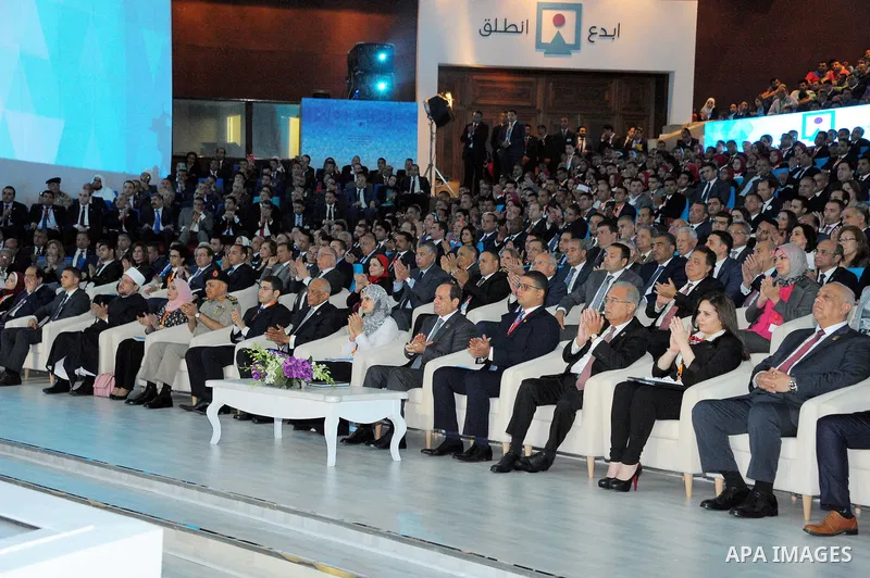 Egyptian President Abdel Fattah al-Sisi attends the opening of the fourth national youth conference, in Cairo, Egypt, on July 24, 2017. Photo by Egyptian President Office