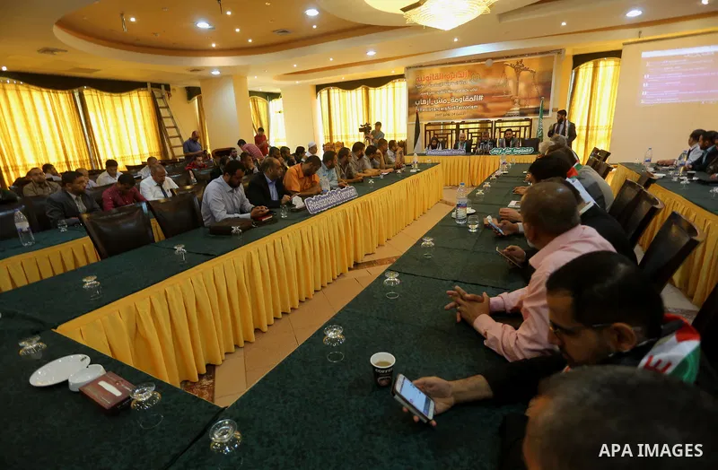 Palestinian Activists tweet with the hashtag "Resistance is not terrorism" during a press conference in Gaza city on July 24, 2017. Photo by Mohammed Asad