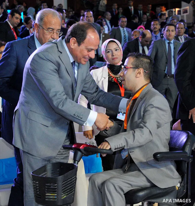 Egyptian President Abdel Fattah al- Sisi attends the fourth national youth conference at Alexandria Library, in Alexandria , Egypt, on July 25, 2017. Photo by Egyptian President Office