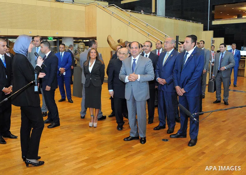 Egyptian President Abdel Fattah al- Sisi visits Alexandria Library, in Alexandria , Egypt, on July 25, 2017. Photo by Egyptian President Office