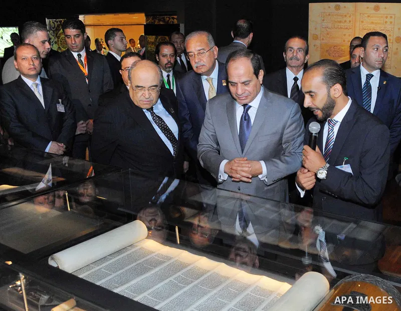Egyptian President Abdel Fattah al- Sisi visits Alexandria Library, in Alexandria , Egypt, on July 25, 2017. Photo by Egyptian President Office
