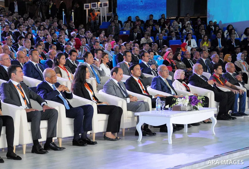 Egyptian President Abdel Fattah al- Sisi attends the fourth national youth conference at Alexandria Library, in Alexandria , Egypt, on July 25, 2017. Photo by Egyptian President Office