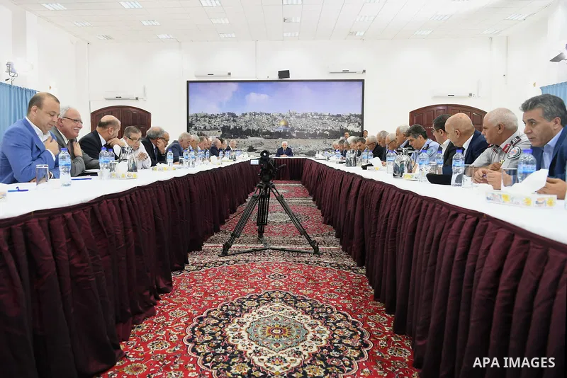 Palestinian president Mahmoud Abbas speaks during a meeting of the Palestinian leadership in the West Bank city of Ramallah on July 25, 2017. Abbas said he will maintain a freeze on coordination with Israel despite the r...
