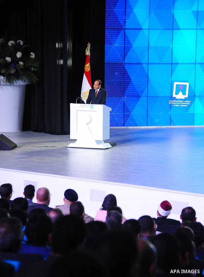 Egyptian President Abdel Fattah al- Sisi attends the fourth national youth conference at Alexandria Library, in Alexandria , Egypt, on July 25, 2017. Photo by Egyptian President Office