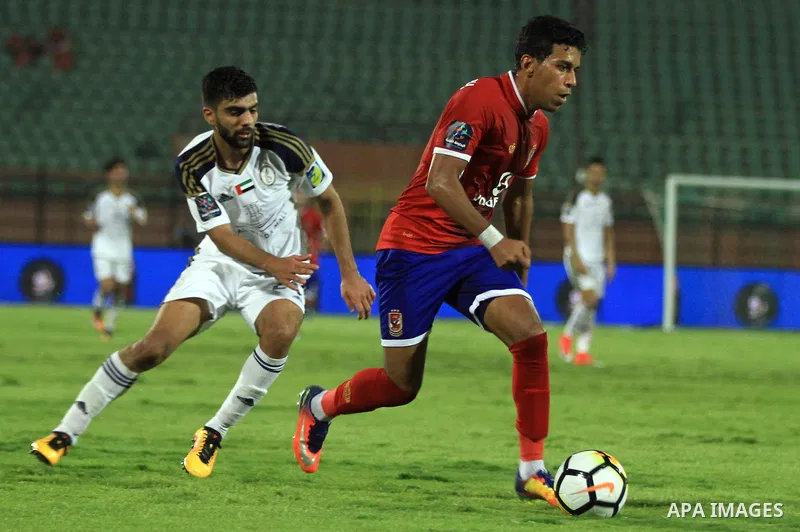 Egypt's Al Ahly and UAE's Al-Wahda compete during Arab Club championship at Al-Salam Stadium, in Cairo, Egypt on July 25, 2017. Photo by Amr Sayed
