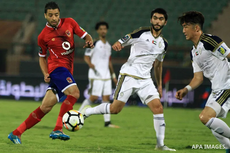 Egypt's Al Ahly and UAE's Al-Wahda compete during Arab Club championship at Al-Salam Stadium, in Cairo, Egypt on July 25, 2017. Photo by Amr Sayed