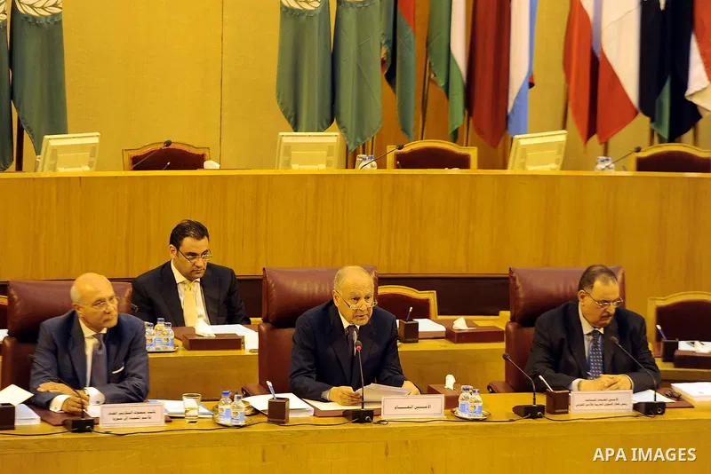 Permanent representatives of the Arab League attend a meeting to discuss the Syrian crisis at League of Arab States headquarter, in Cairo, Egypt, on July 26, 2017. Photo by Stranger
