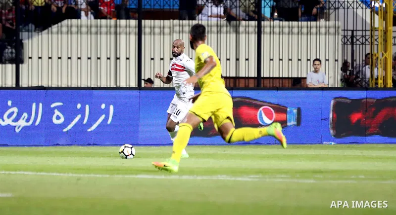 Egypt's Zamalek and Lebanon’s Al-Ahed compete during Arab Club championship in Cairo, Egypt on July 26, 2017. Photo by Amr Sayed
