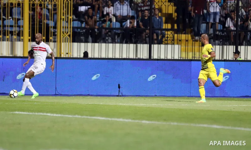 Egypt's Zamalek and Lebanon’s Al-Ahed compete during Arab Club championship in Cairo, Egypt on July 26, 2017. Photo by Amr Sayed