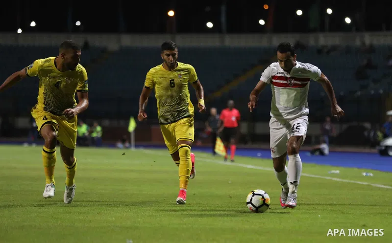 Egypt's Zamalek and Lebanon’s Al-Ahed compete during Arab Club championship in Cairo, Egypt on July 26, 2017. Photo by Amr Sayed