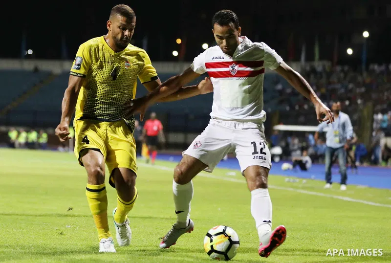 Egypt's Zamalek and Lebanon’s Al-Ahed compete during Arab Club championship in Cairo, Egypt on July 26, 2017. Photo by Amr Sayed