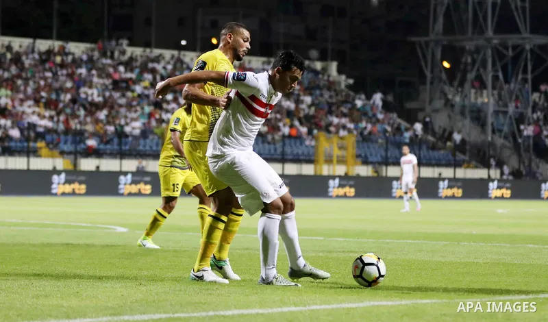 Egypt's Zamalek and Lebanon’s Al-Ahed compete during Arab Club championship in Cairo, Egypt on July 26, 2017. Photo by Amr Sayed