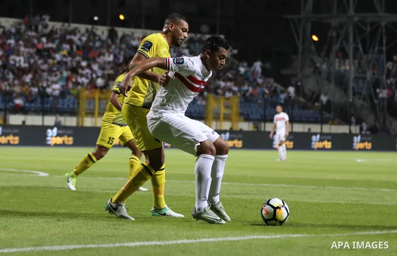 Egypt's Zamalek and Lebanon’s Al-Ahed compete during Arab Club championship in Cairo, Egypt on July 26, 2017. Photo by Amr Sayed