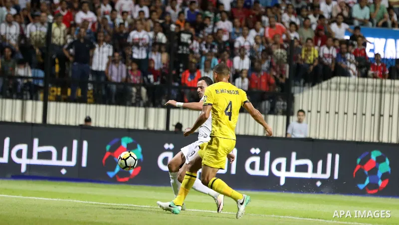 Egypt's Zamalek and Lebanon’s Al-Ahed compete during Arab Club championship in Cairo, Egypt on July 26, 2017. Photo by Amr Sayed