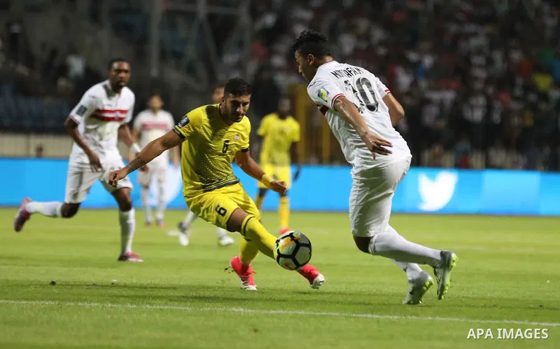 Egypt's Zamalek and Lebanon’s Al-Ahed compete during Arab Club championship in Cairo, Egypt on July 26, 2017. Photo by Amr Sayed