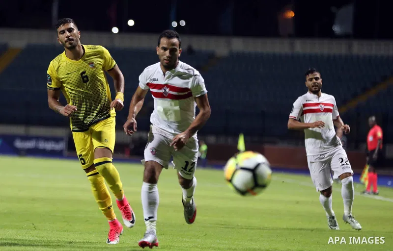 Egypt's Zamalek and Lebanon’s Al-Ahed compete during Arab Club championship in Cairo, Egypt on July 26, 2017. Photo by Amr Sayed