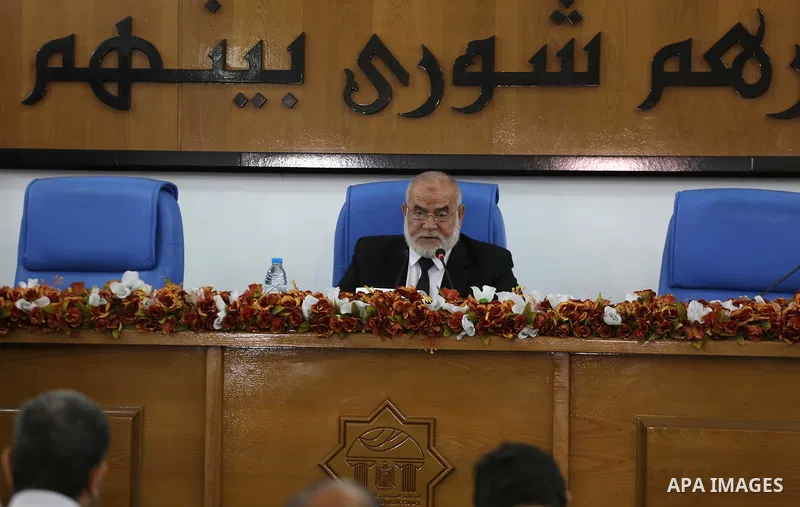 Deputy of the Legislative Council, Ahmed Bahar speaks during a meeting at the legislative council, in Gaza city on July 27, 2017. Photo by Mohammed Asad