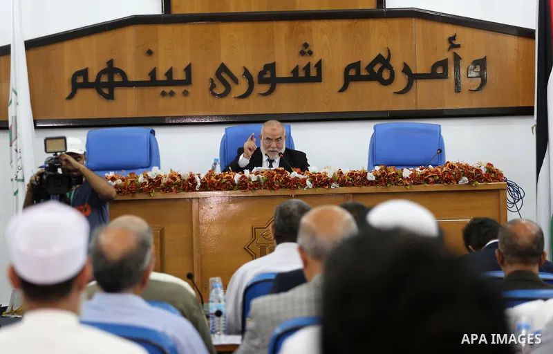 Deputy of the Legislative Council, Ahmed Bahar speaks during a meeting at the legislative council, in Gaza city on July 27, 2017. Photo by Mohammed Asad