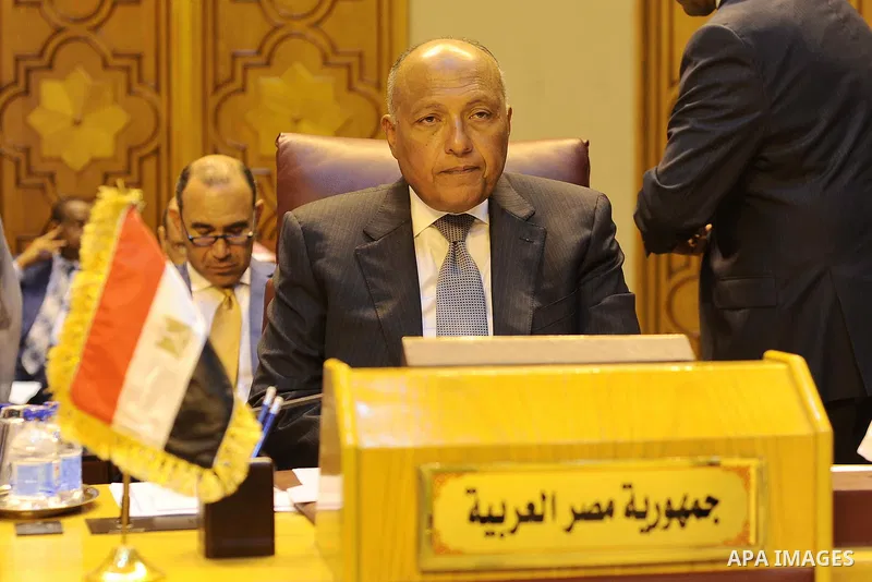 Egyptian Foreign Minister Sameh Shoukry attends the meeting of the Arab Foreign Ministers in Cairo on July 27, 2017, to discuss the simmering unrest surrounding the Al-Aqsa mosque compound in Jerusalem. Photo by Amr Saye...
