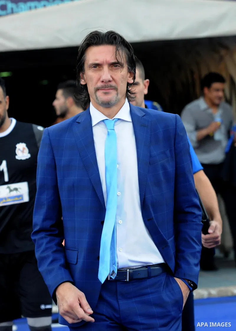 Jordan's Al-Faisaly coach Nebojsa Jovovic reacts during the match between his club and UAE's Al-Wahda clup at Arab Club championship at Al-Salam Stadium in Cairo, Egypt on July 28, 2017. Photo by Amr Sayed