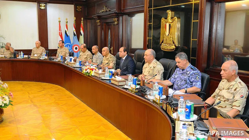 Egyptian President Abdel Fattah al-Sisi chairs a meeting of the supreme council of the armed forces, in Cairo, Egypt, on July 29, 2017. Photo by Egyptian President Office