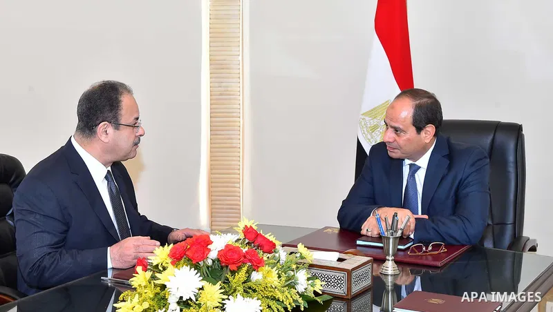 Egyptian President Abdel Fattah al-Sisi meets with Minister of Interior Magdi Abdel Ghaffar, in Cairo, Egypt, on July 29, 2017. Photo by Egyptian President Office