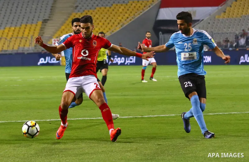 Egypt's Al Ahly and Jordan's Al-Faisaly compete during their Arab Club chamipionship semi finial soccer match at Borg Al-Arab Stadium in Alexandria, Egypt, 02 August 2017. Photo by Stringer