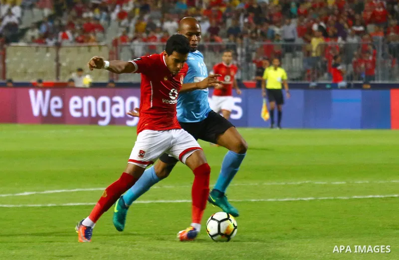 Egypt's Al Ahly and Jordan's Al-Faisaly compete during their Arab Club chamipionship semi finial soccer match at Borg Al-Arab Stadium in Alexandria, Egypt, 02 August 2017. Photo by Stringer