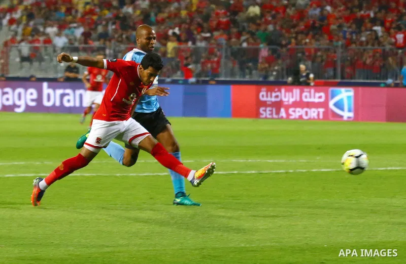 Egypt's Al Ahly and Jordan's Al-Faisaly compete during their Arab Club chamipionship semi finial soccer match at Borg Al-Arab Stadium in Alexandria, Egypt, 02 August 2017. Photo by Stringer