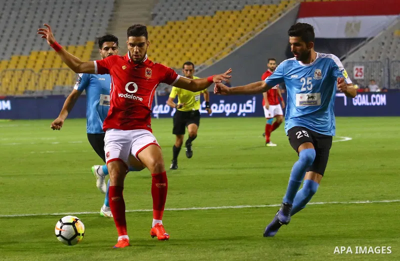 Egypt's Al Ahly and Jordan's Al-Faisaly compete during their Arab Club chamipionship semi finial soccer match at Borg Al-Arab Stadium in Alexandria, Egypt, 02 August 2017. Photo by Stringer