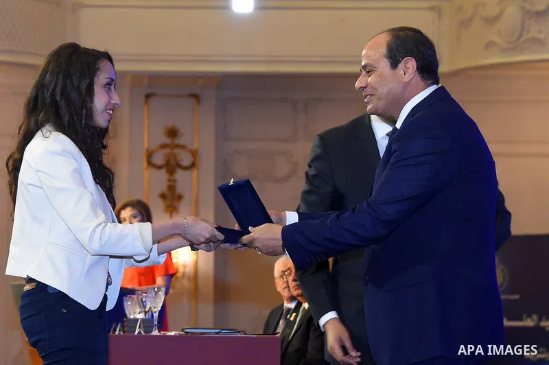 Egyptian President Abdel Fattah al-Sisi attends a ceremony of Science day in Cairo, Egypt, on August 6, 2017. Photo by Egyptian President Office
