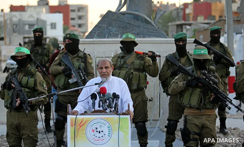 Senior Hamas leader Mahmoud al-Zahar attends the opening ceremony of Mazen Faqha square, in Nusseir at refugee camp, in the central Gaza Strip, on August 6, 2017. Photo by Ashraf Amra