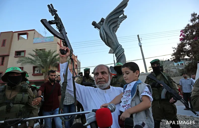 Senior Hamas leader Mahmoud al-Zahar attends the opening ceremony of Mazen Faqha square, in Nusseir at refugee camp, in the central Gaza Strip, on August 6, 2017. Photo by Ashraf Amra