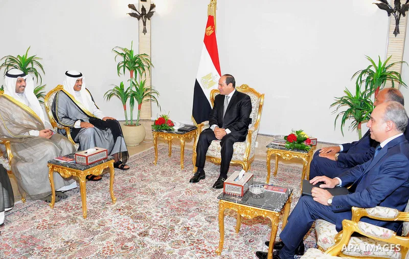Egyptian President Abdel Fattah al-Sisi meets with Kuwait's Foreign Minister and First Deputy Prime Minister Sheikh Sabah Khalid Al-Hamad Al-Sabah in Cairo, Egypt on August 7, 2017. Photo by Egyptian President Office