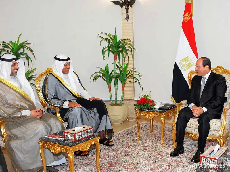 Egyptian President Abdel Fattah al-Sisi meets with Kuwait's Foreign Minister and First Deputy Prime Minister Sheikh Sabah Khalid Al-Hamad Al-Sabah in Cairo, Egypt on August 7, 2017. Photo by Egyptian President Office