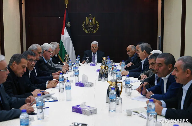 Palestinian President Mahmoud Abbas chairs a meeting of Central Committee of Fatah movement, in the West Bank city of Ramallah on August 9, 2017. Photo by Thaer Ganaim