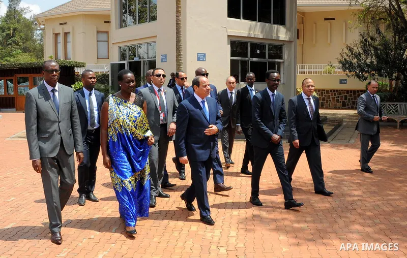 Egyptian President Abdel Fattah al-Sisi visits the Kigali Genocide Memorial in Kigali on August 15, 2017, shortly after his arrival for a visit. The Egyptian President is paying a two day visit to Rwanda. Photo by Egypti...