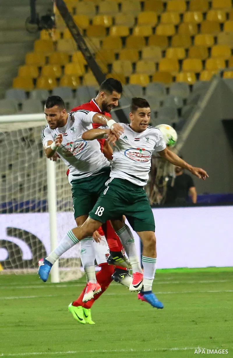 Egypt's Al Ahly players and Al Masry players cduring Egyptian Cup Final, in Alexandria, Egypt on August 15, 2017. Photo by Stringer