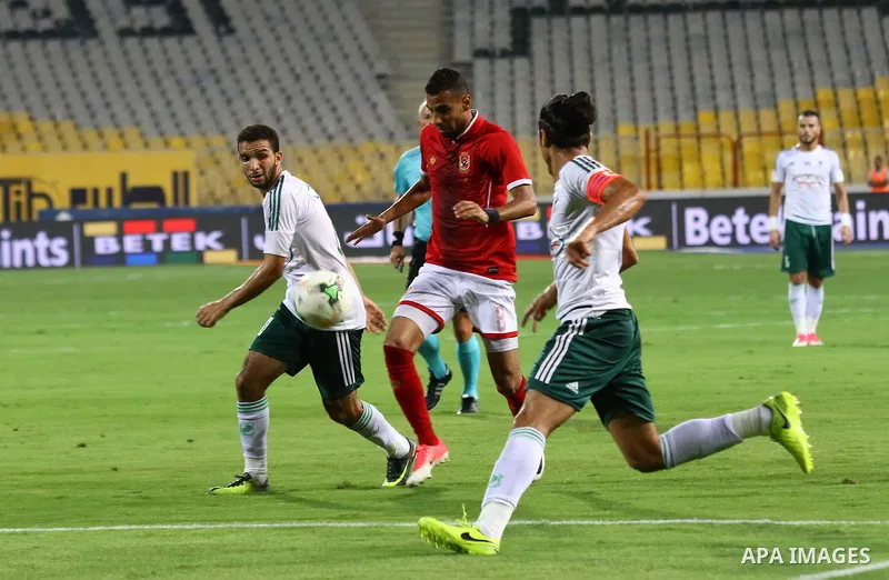 Egypt's Al Ahly players and Al Masry players cduring Egyptian Cup Final, in Alexandria, Egypt on August 15, 2017. Photo by Stringer