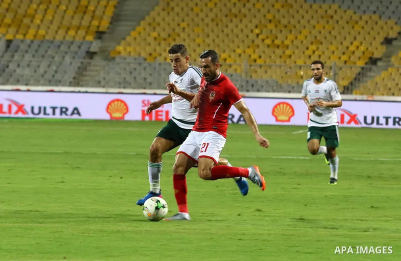 Egypt's Al Ahly players and Al Masry players cduring Egyptian Cup Final, in Alexandria, Egypt on August 15, 2017. Photo by Stringer