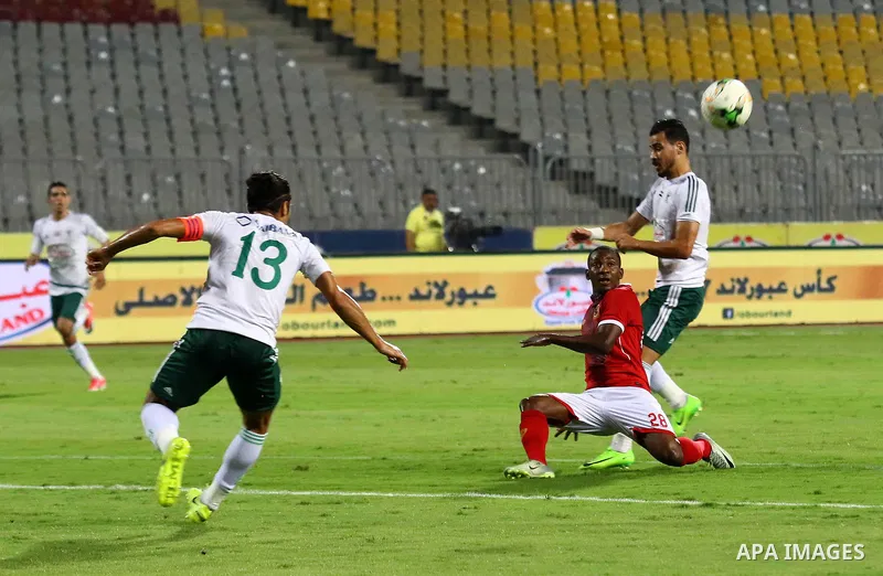 Egypt's Al Ahly players and Al Masry players cduring Egyptian Cup Final, in Alexandria, Egypt on August 15, 2017. Photo by Stringer