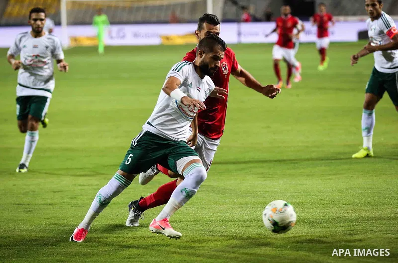 Egypt's Al Ahly players and Al Masry players cduring Egyptian Cup Final, in Alexandria, Egypt on August 15, 2017. Photo by Stringer