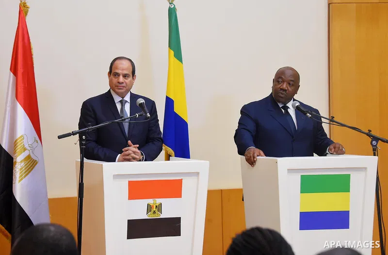 Egyptian President Abdel Fattah al-Sisi and Gabon's President Ali Bongo hold a joint press conference after their meeting in Libreville on August 16, 2017. Photo by Egyptian President Office