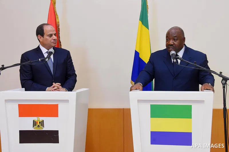Egyptian President Abdel Fattah al-Sisi and Gabon's President Ali Bongo hold a joint press conference after their meeting in Libreville on August 16, 2017. Photo by Egyptian President Office