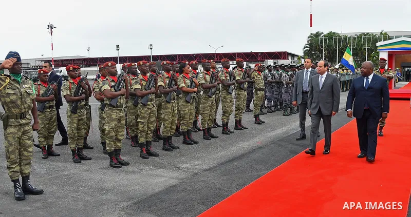 Egyptian President Abdel Fattah Sisi bids farewell to Libreville the capital of Gabon, on August 16, 2017. Photo by Egyptian President Office