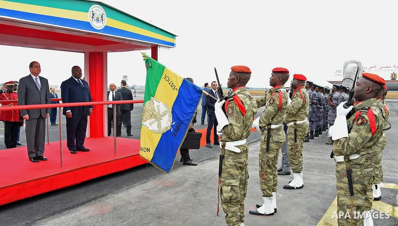 Egyptian President Abdel Fattah Sisi bids farewell to Libreville the capital of Gabon, on August 16, 2017. Photo by Egyptian President Office