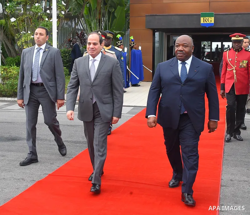 Egyptian President Abdel Fattah Sisi bids farewell to Libreville the capital of Gabon, on August 16, 2017. Photo by Egyptian President Office
