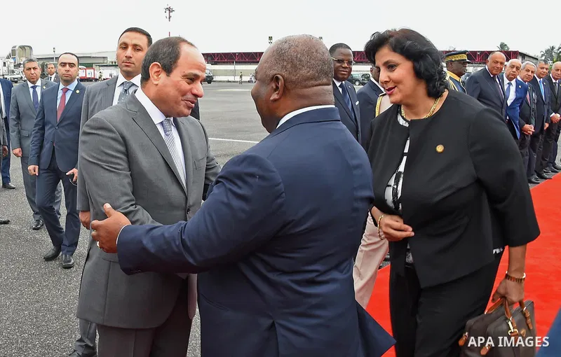 Egyptian President Abdel Fattah Sisi bids farewell to Libreville the capital of Gabon, on August 16, 2017. Photo by Egyptian President Office